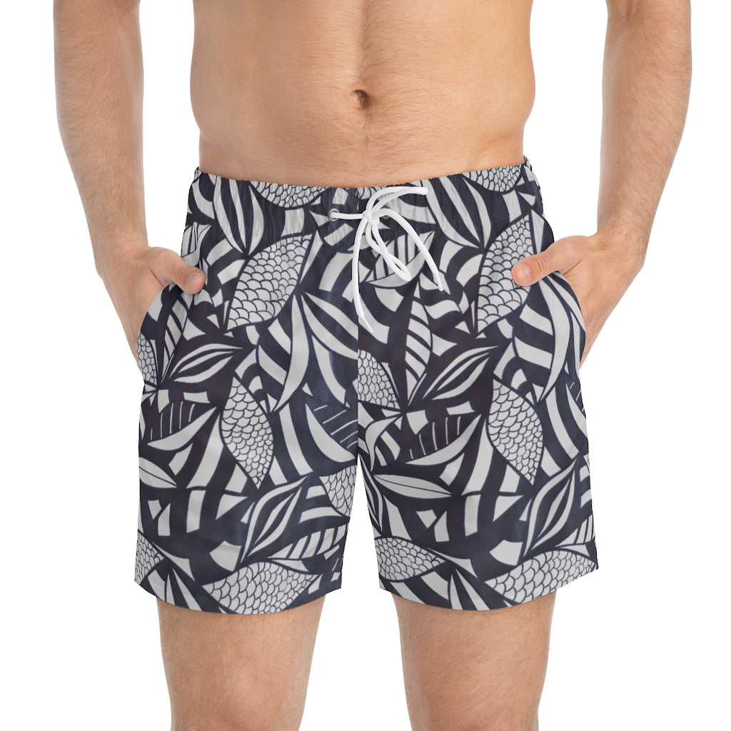 Slate Tropical Minimalist Swimming Trunks