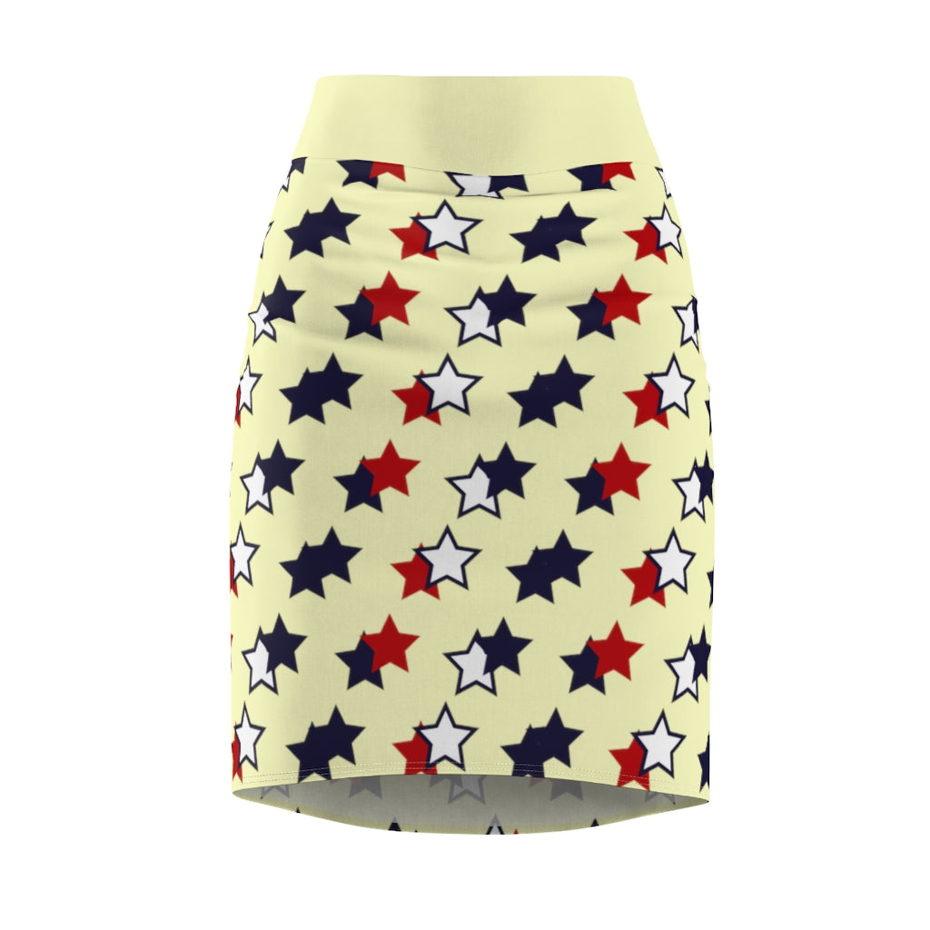 AOP Starry Cream Pencil Skirt