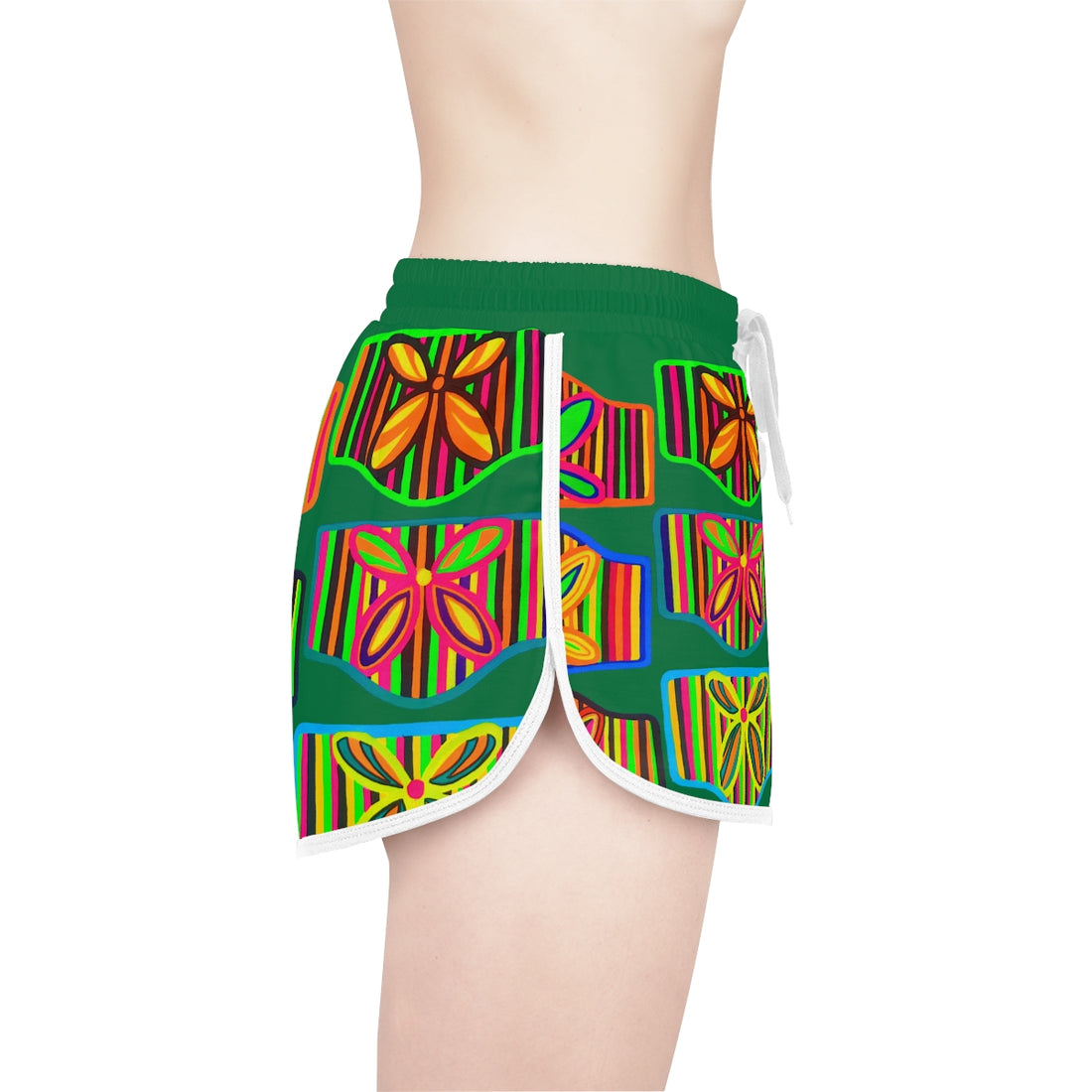 Green Deco Print Relaxed Shorts