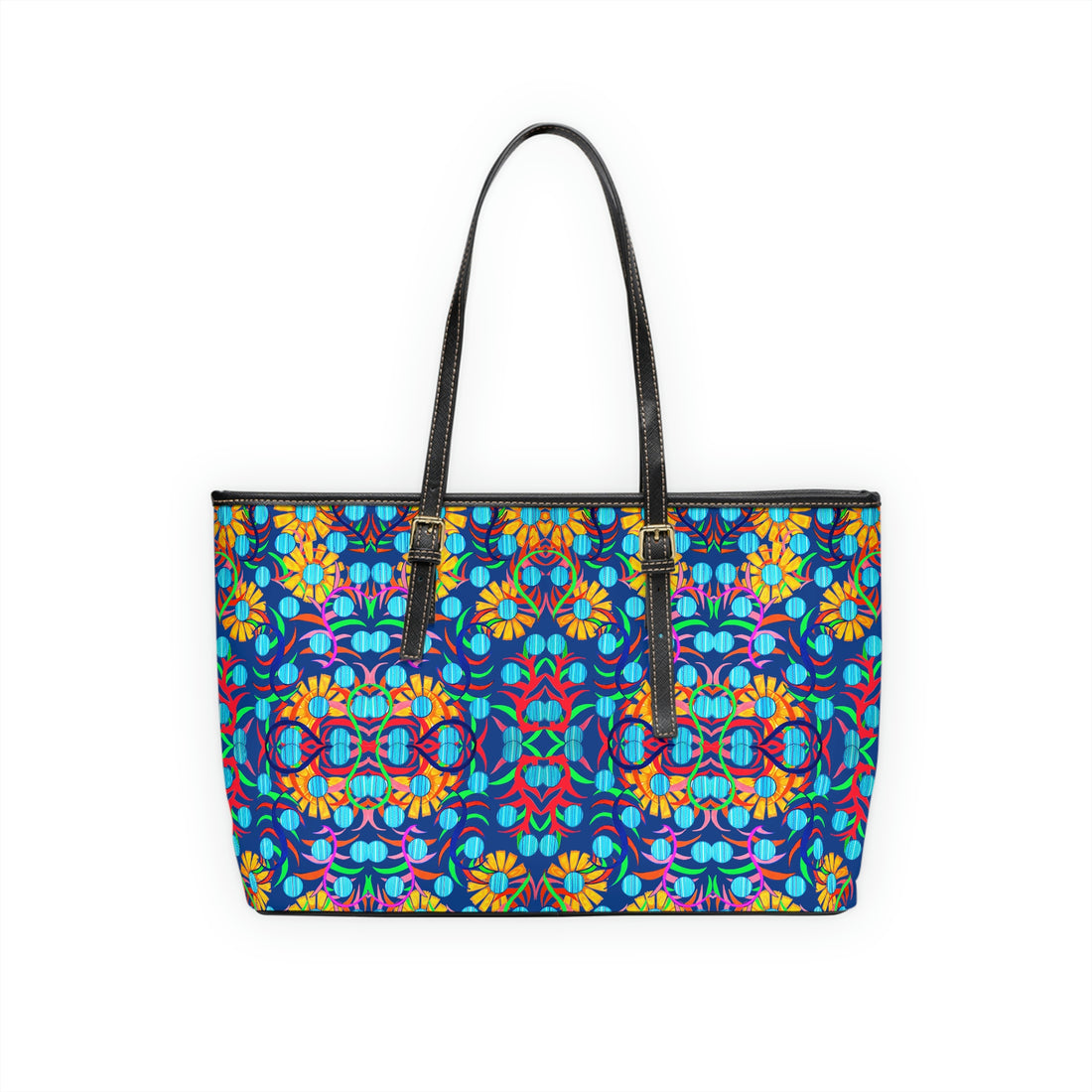 Royal Blue Sunflower PU Leather Shoulder Bag