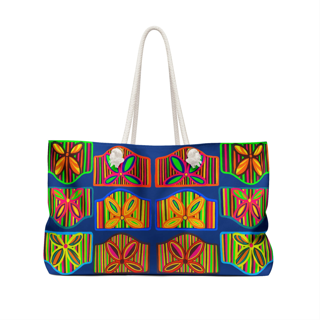 Royal Blue Deco Print Weekender Tote Bag