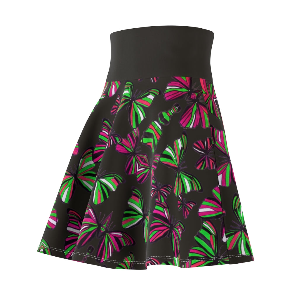Butterflies Pitch Grey Skater Skirt