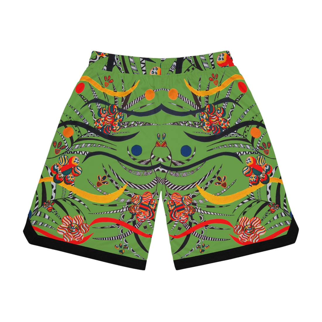 Olive Wilderness Basketball Rib Shorts (AOP)