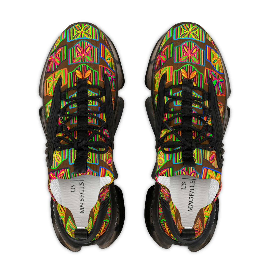 Brown Deco Print OTT Men's Mesh Knit Sneakers