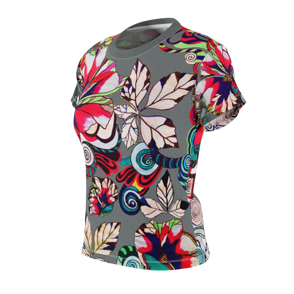 Graphic Floral AOP Grey T-Shirt