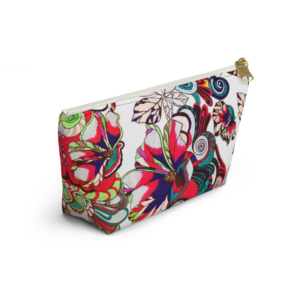 Floral Pop White Accessory Pouch