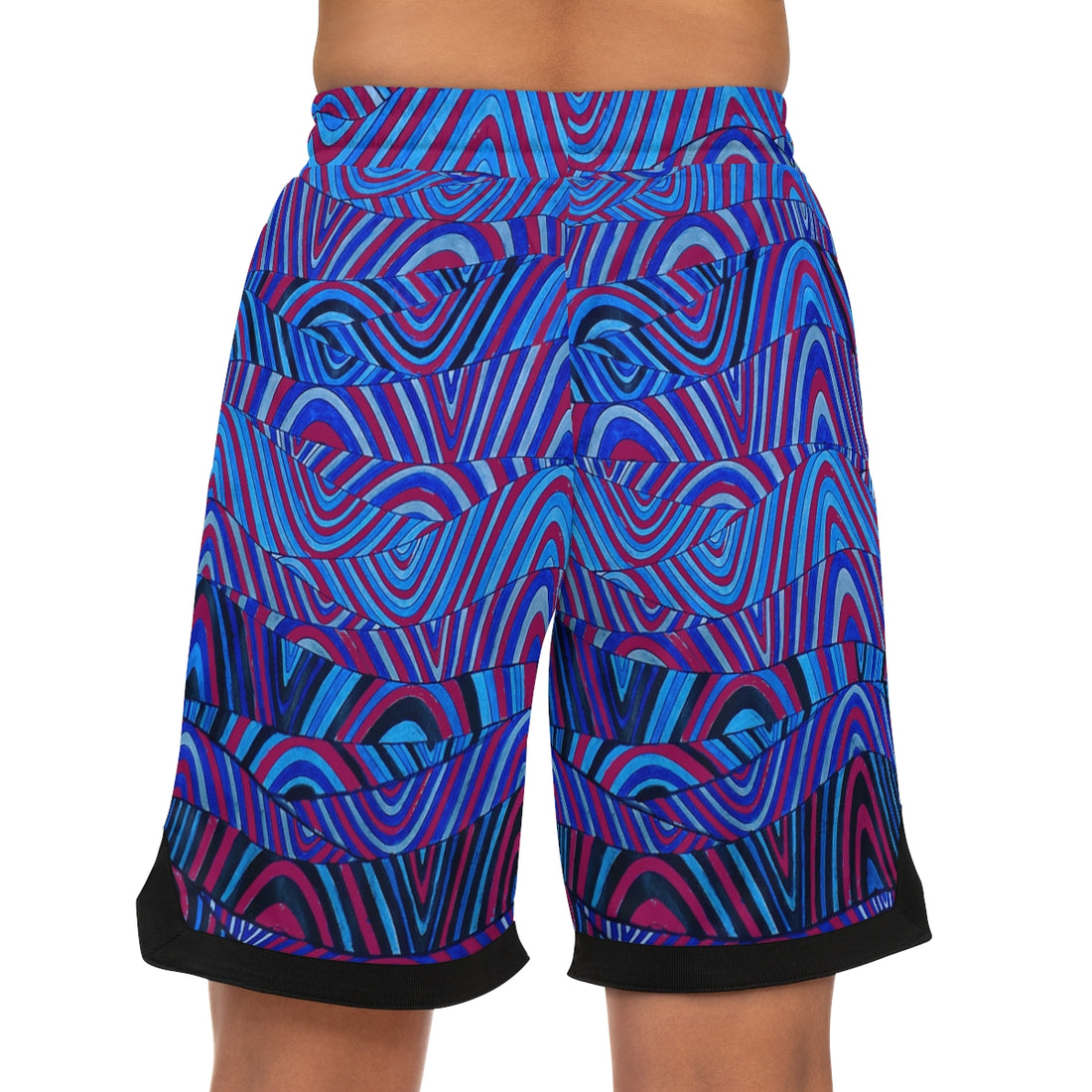 orchid psychedelic waves print basketball shorts