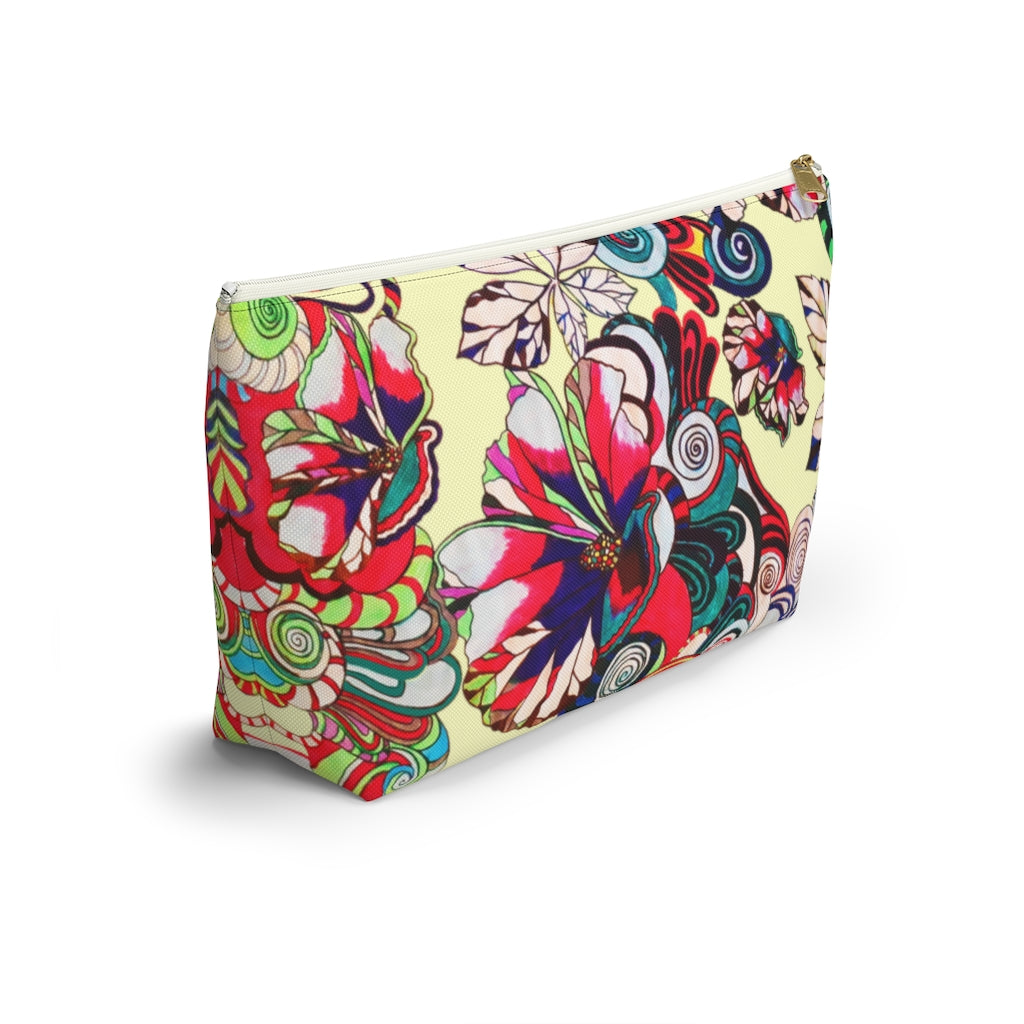 Floral Pop Cream Accessory Pouch