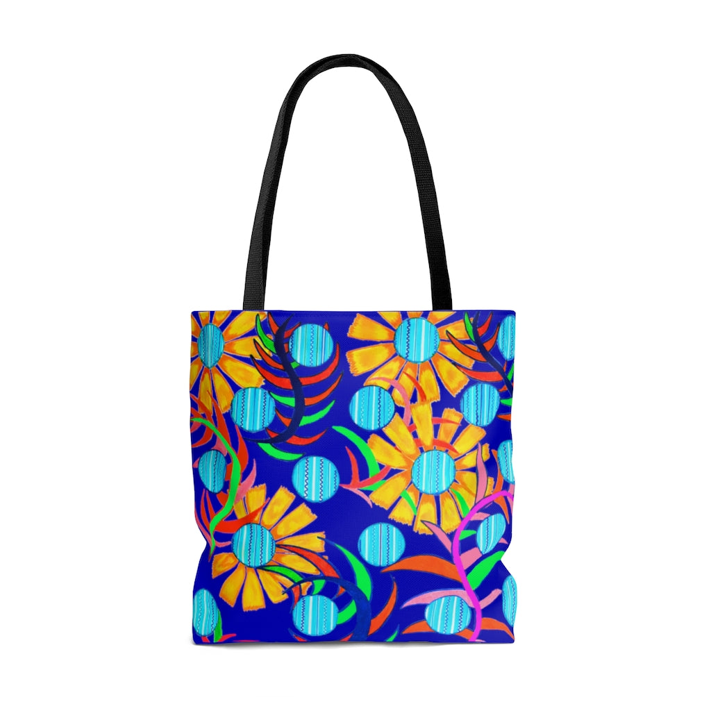 AOP The Sunflower Electric Blue Tote Bag