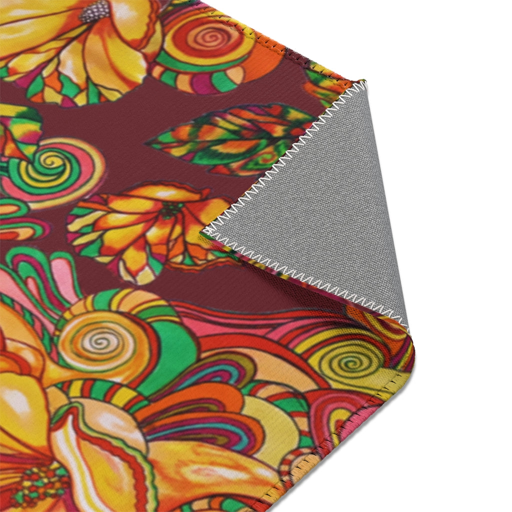 Artsy Floral Marsala Area Rug