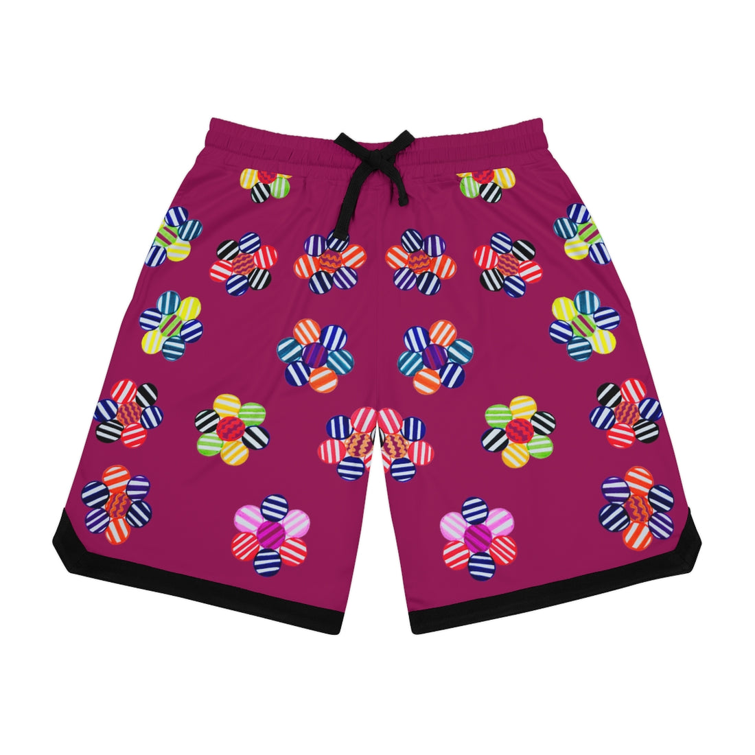 orchid psychedelic waves print basketball shorts