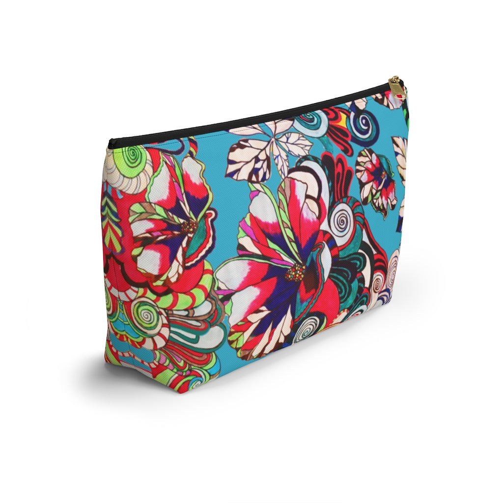 Floral Pop Aqua Accessory Pouch