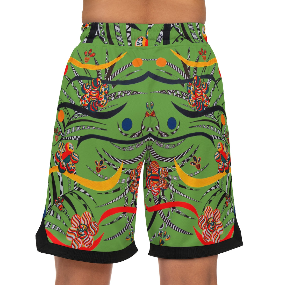 Olive Wilderness Basketball Rib Shorts (AOP)