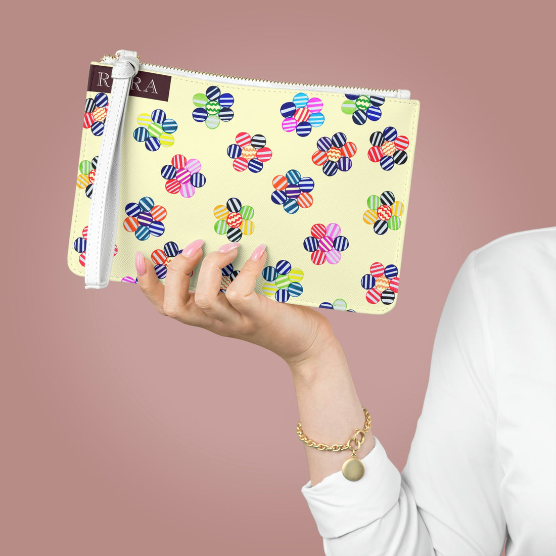 Cream Candy Florals Clutch Bag