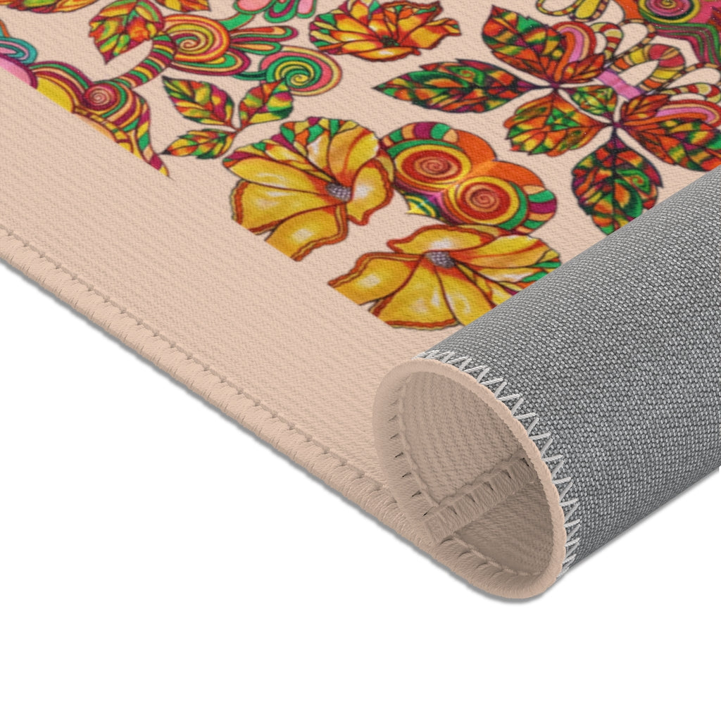 Artsy Floral Nude Area Rug