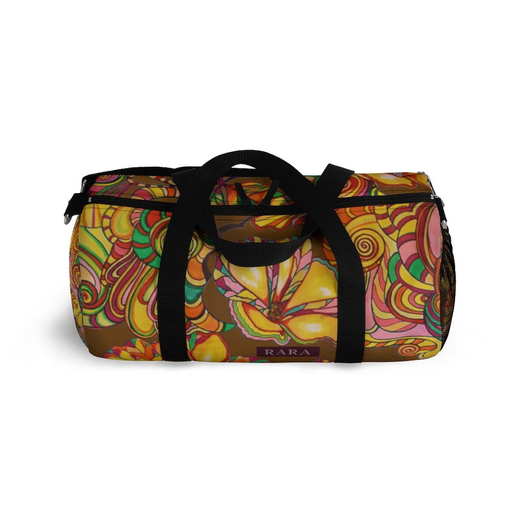 Artsy Floral Dallas Brown Duffel Bag