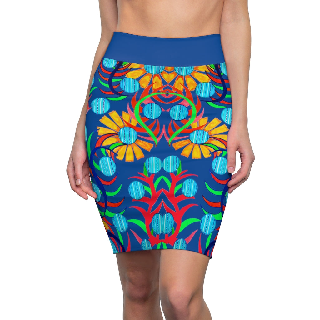 Sunflower Blue Pencil Skirt