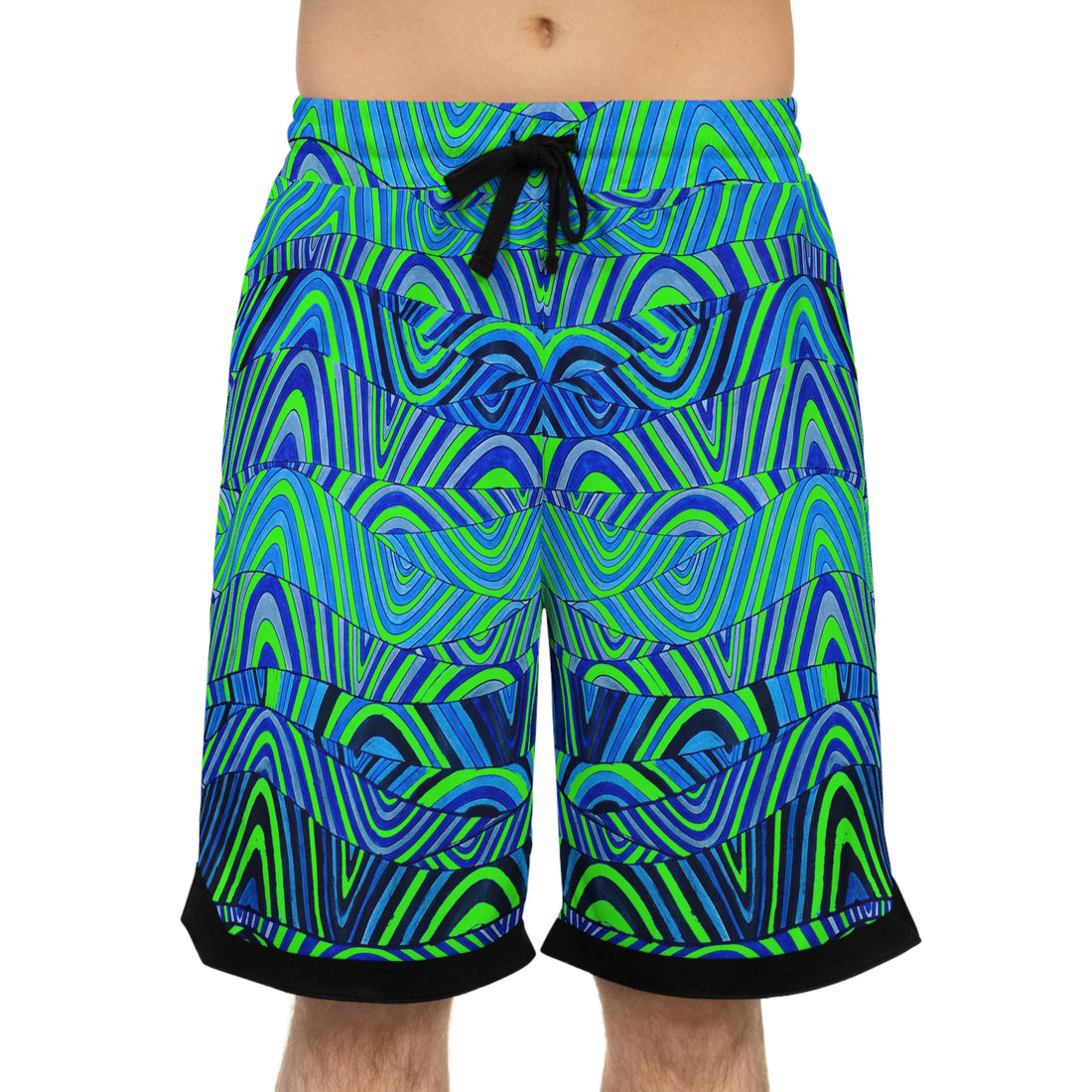 Neon Green Sonic Basketball Rib Shorts (AOP)