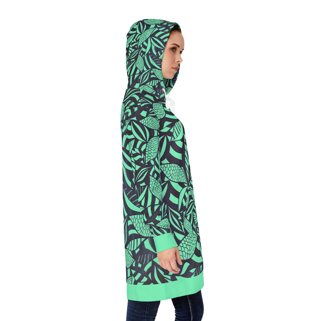 Tropical Minimalist Neo Green Hoodie Dress (AOP)