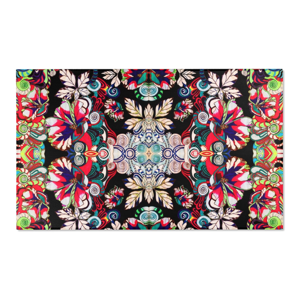 Artsy Floral Pop Black Area Rug