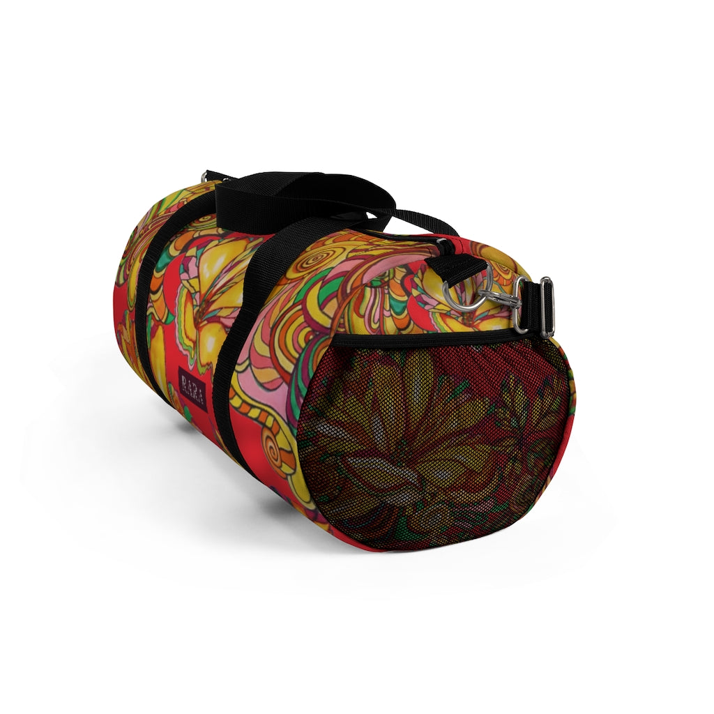 Artsy Floral Red Duffel Bag
