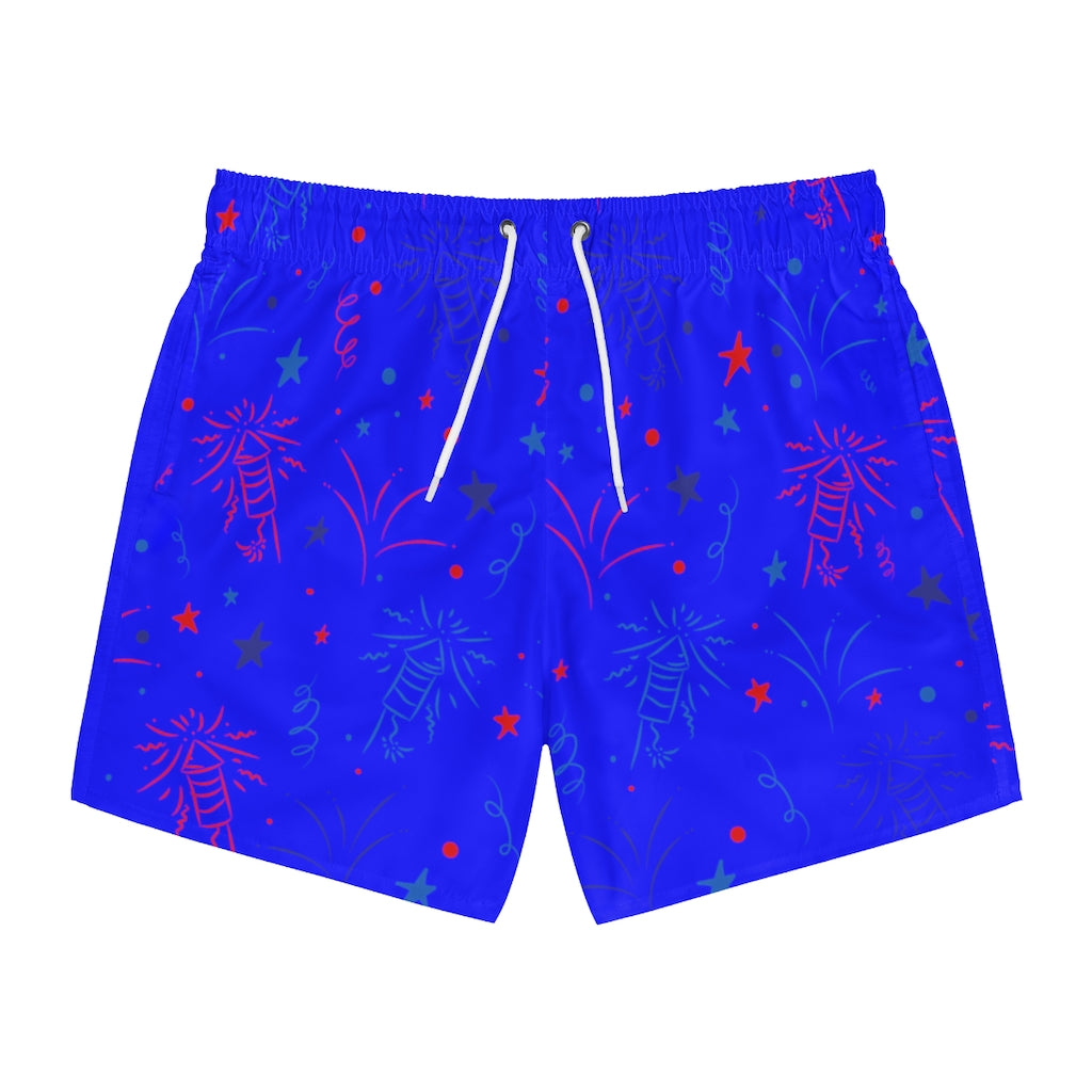 Men's Firecracker Electric Blue Swimming Trunks