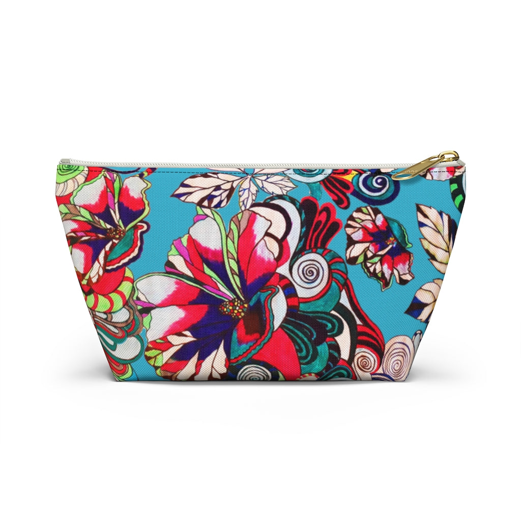 Floral Pop Aqua Accessory Pouch