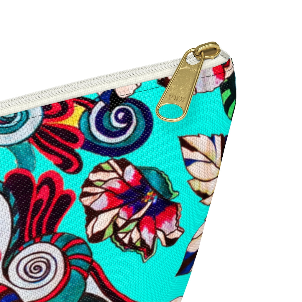 Artsy Floral Pop Cyan Accessory Pouch
