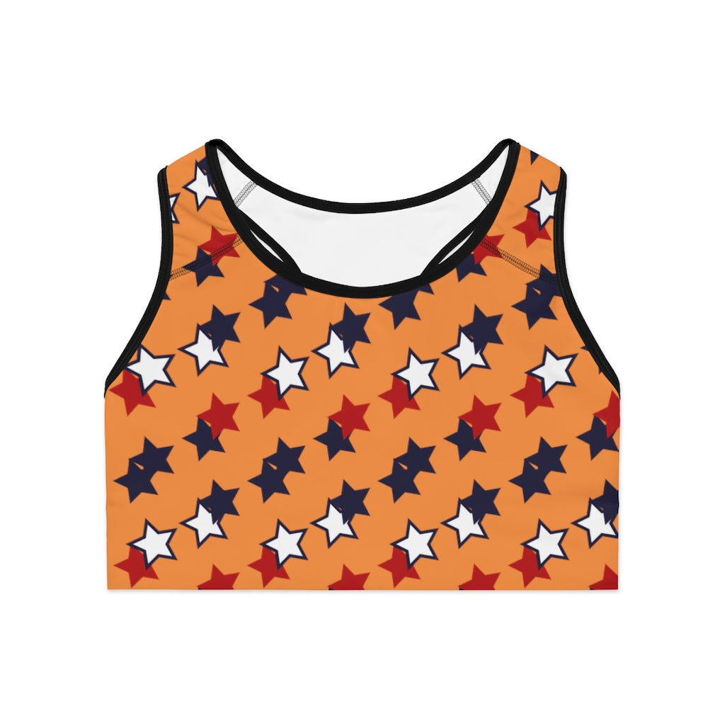 Peach Star Print (AOP) Sports Bra