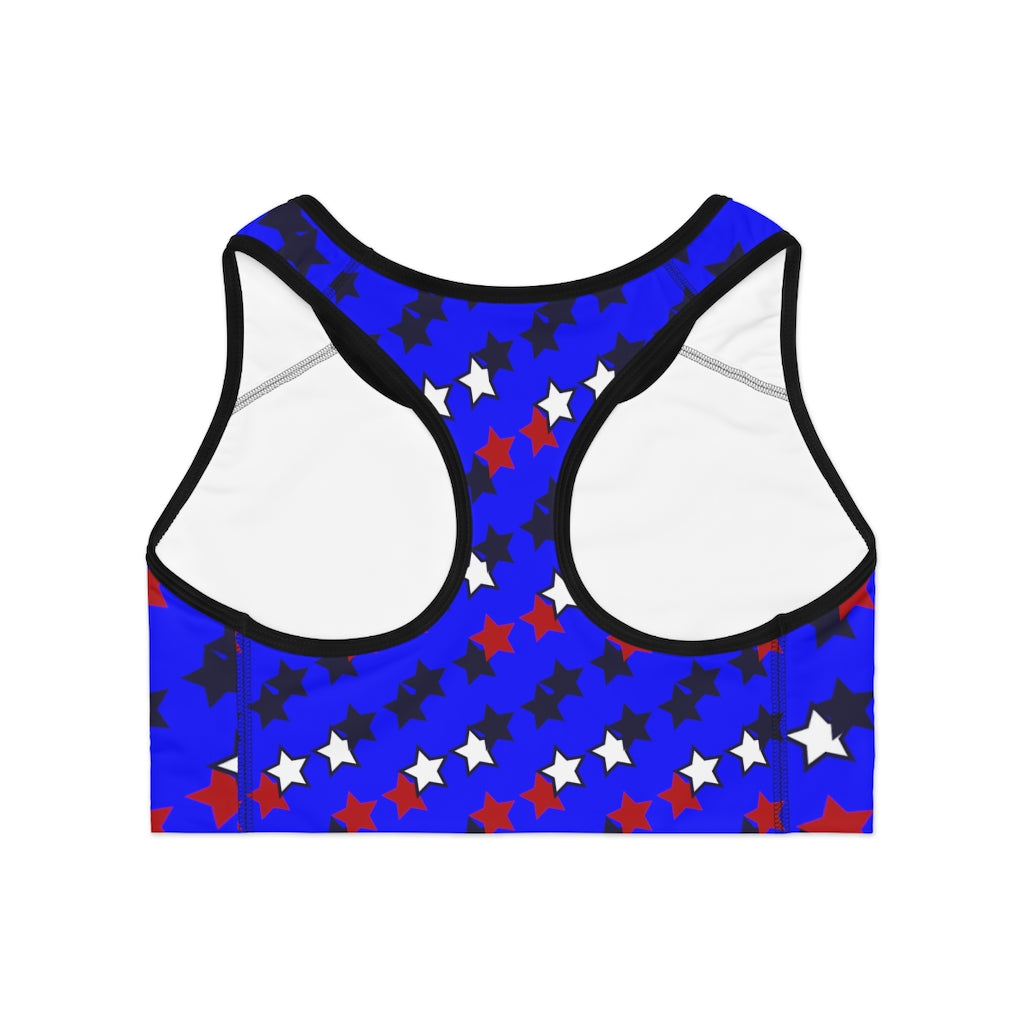 Electric Blue Star Print (AOP) Sports Bra