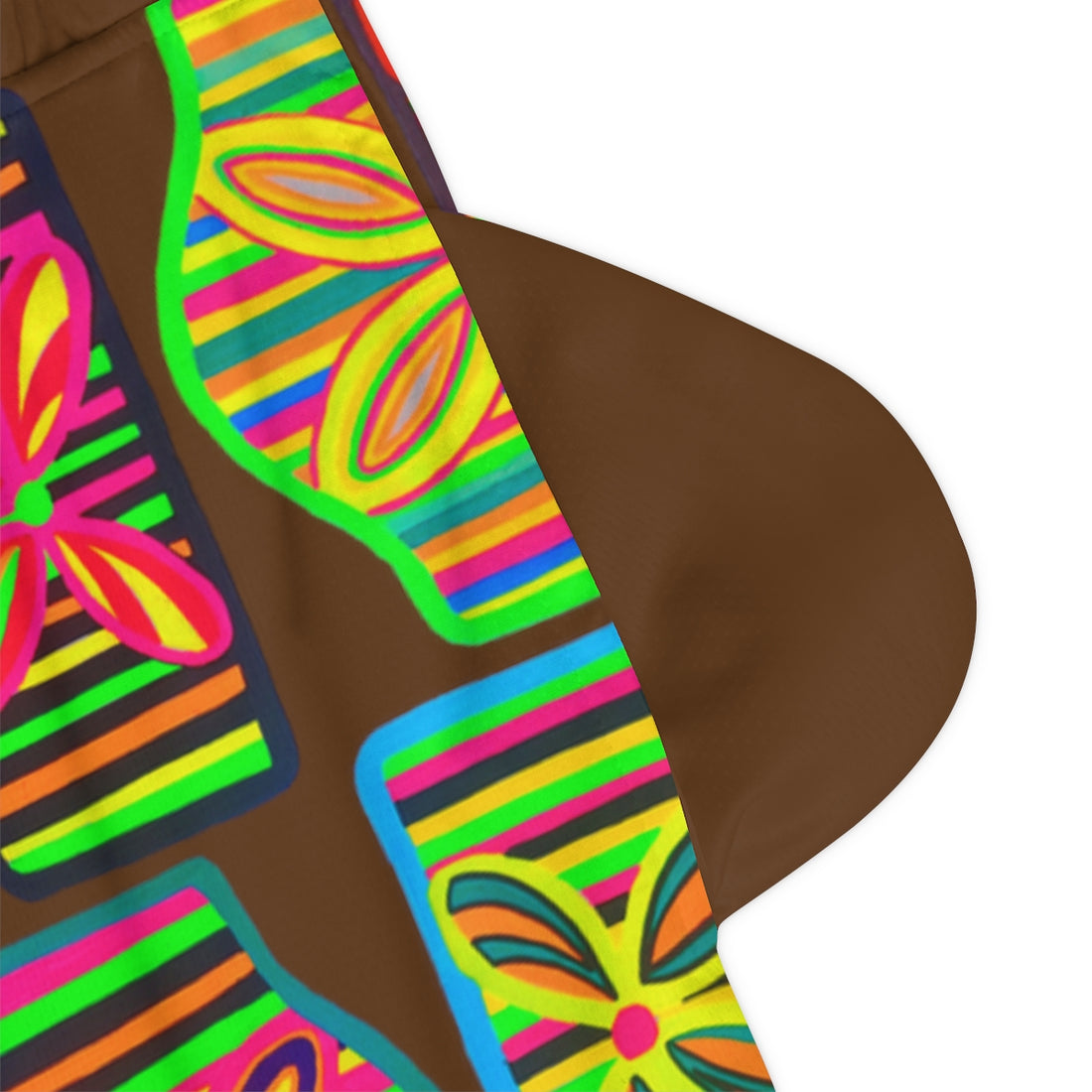 Brown Deco Print Basketball Rib Shorts (AOP)