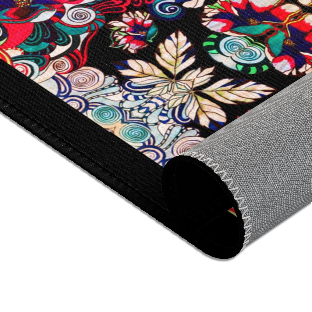 Artsy Floral Pop Black Area Rug