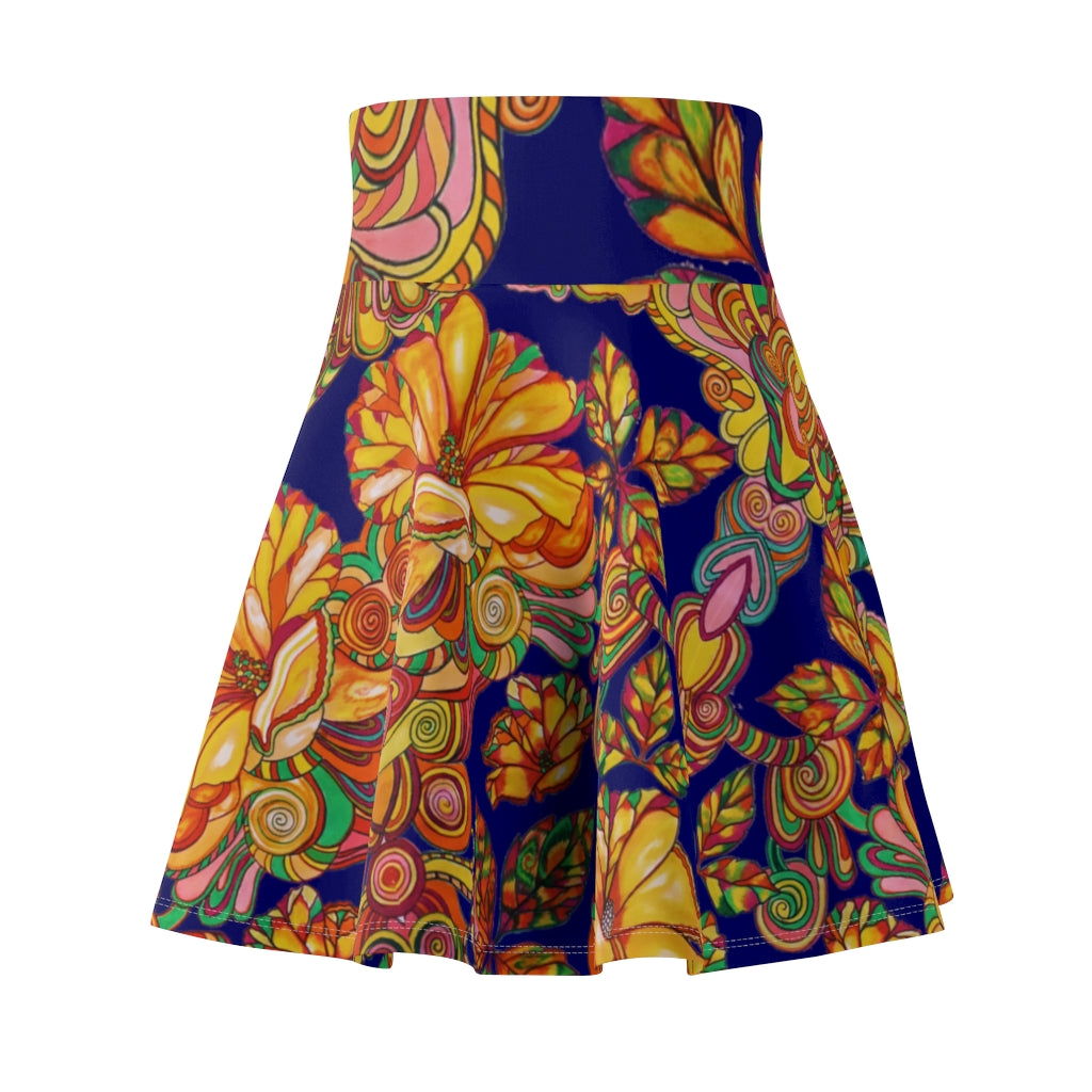 Artsy Floral Ink Skater Skirt