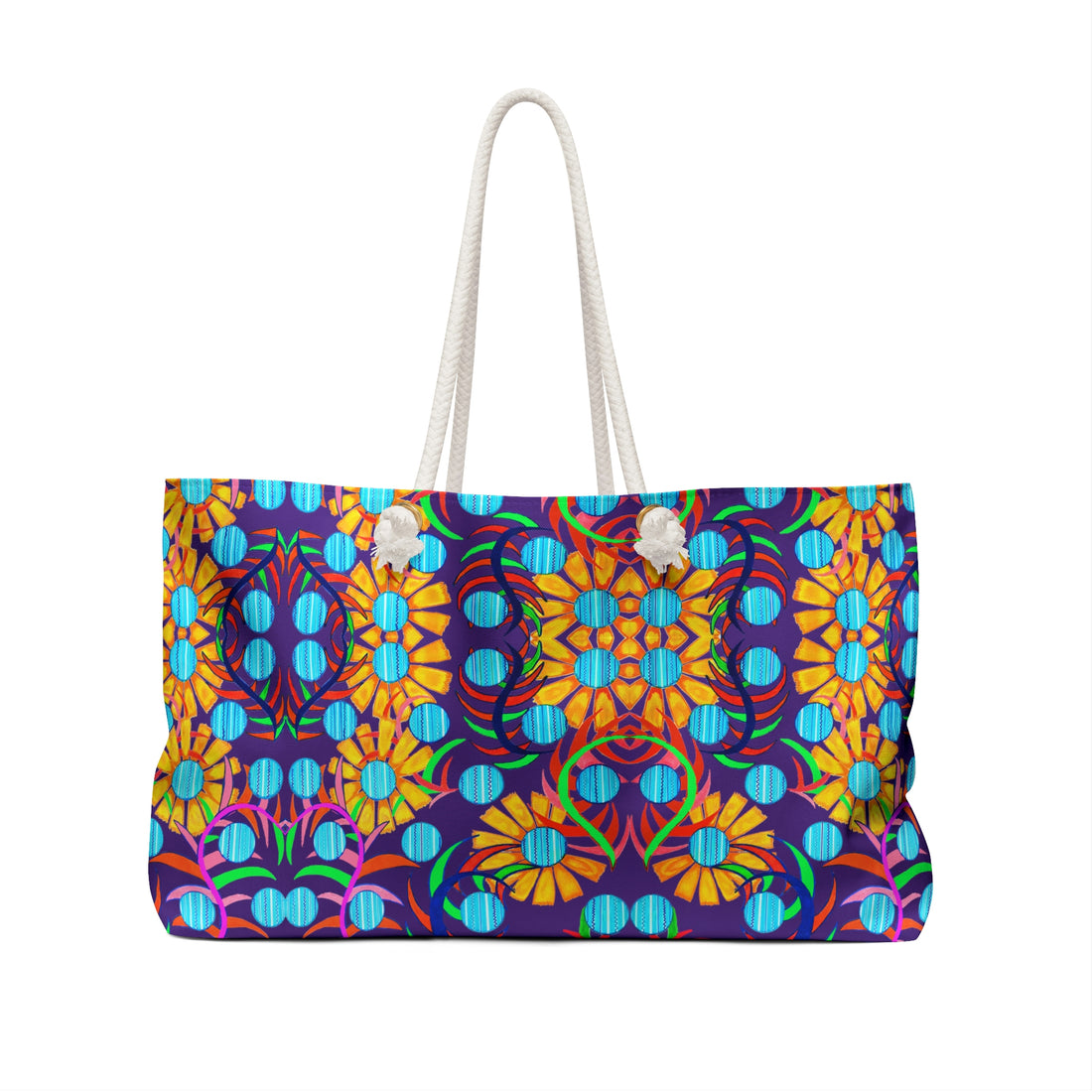 Purple Sunflower Weekender Open Beach Tote Bag
