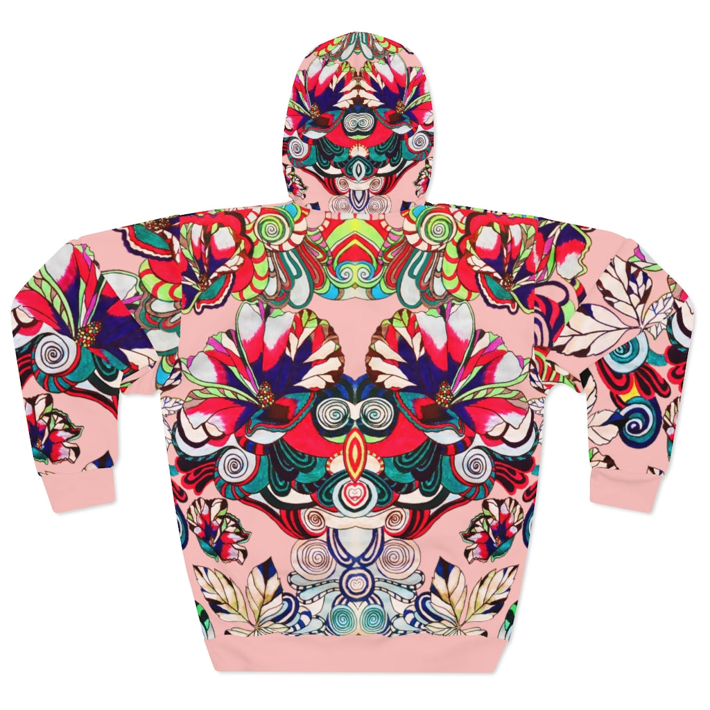 Unisex Artsy Floral Pop Pullover Blush Hoodie