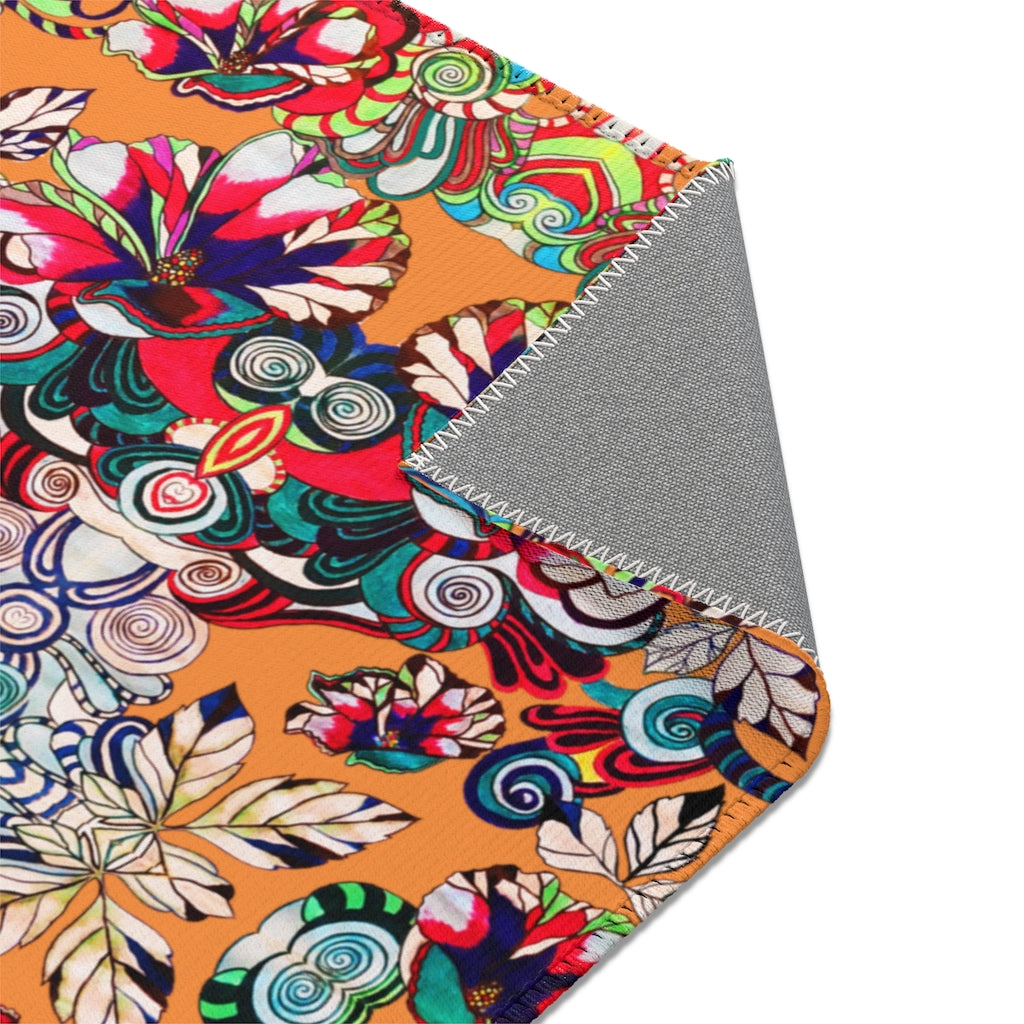 Artsy Floral Pop Peach Area Rug