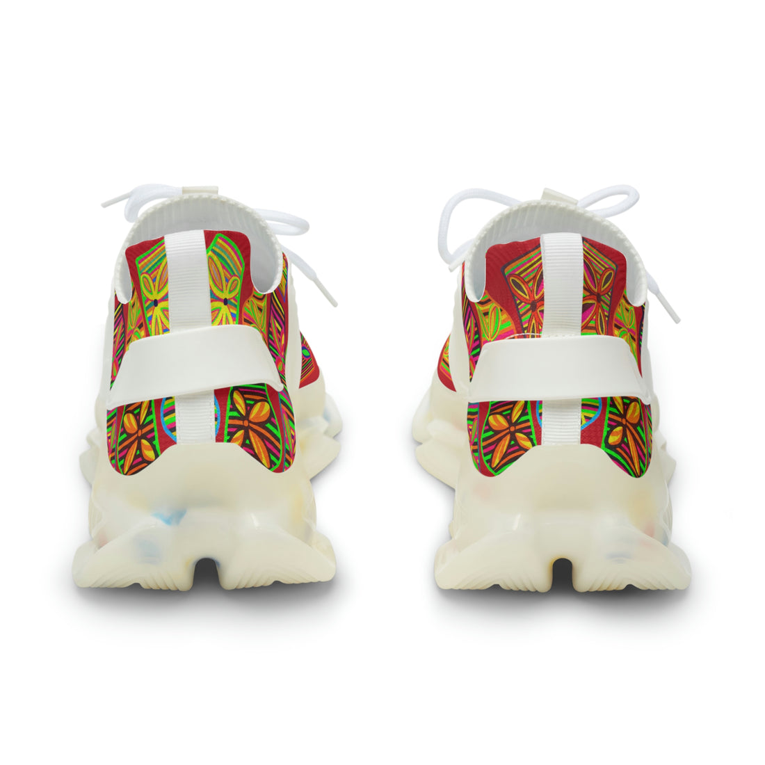 Deep Red Deco Print OTT Men's Mesh Knit Sneakers