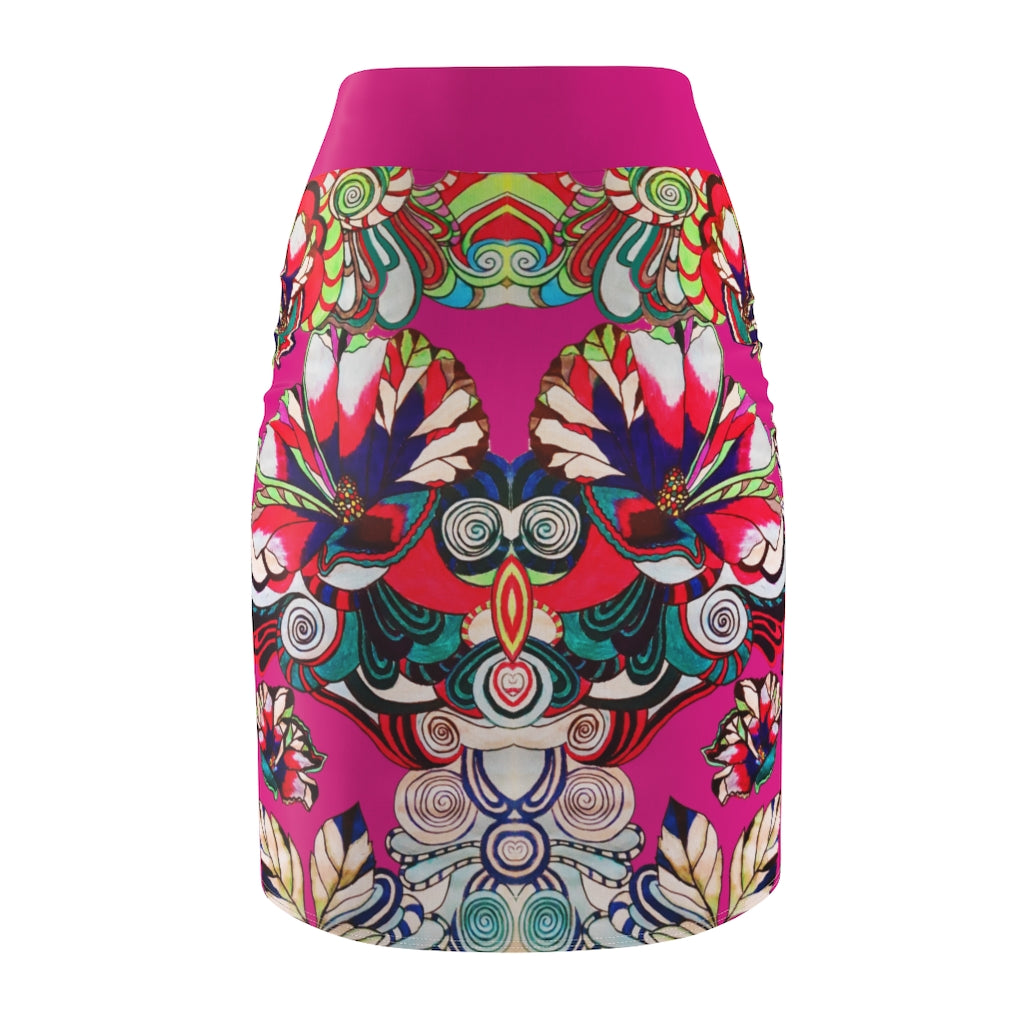 Floral Pop Pink Pencil Skirt