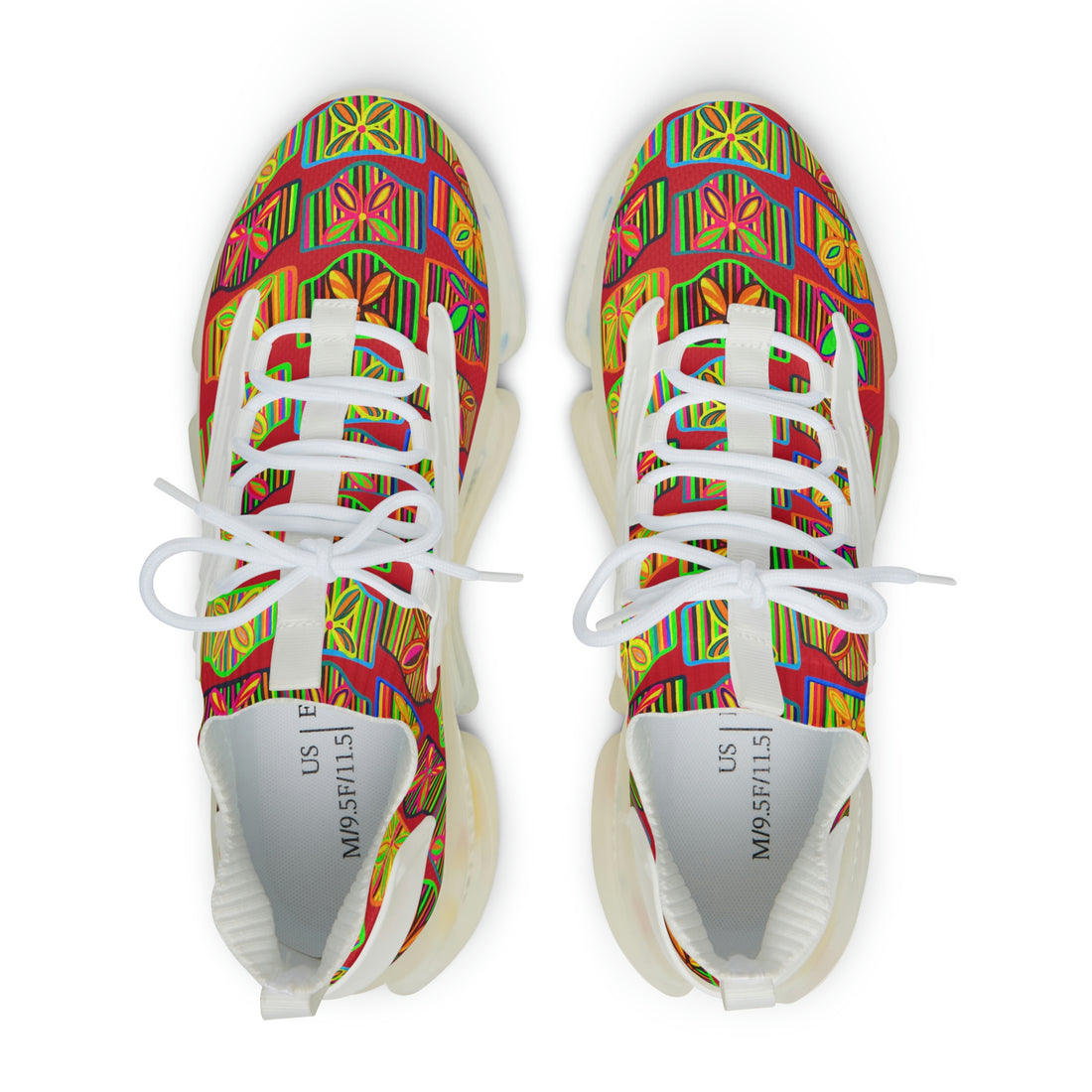 Deep Red Deco Print OTT Men's Mesh Knit Sneakers