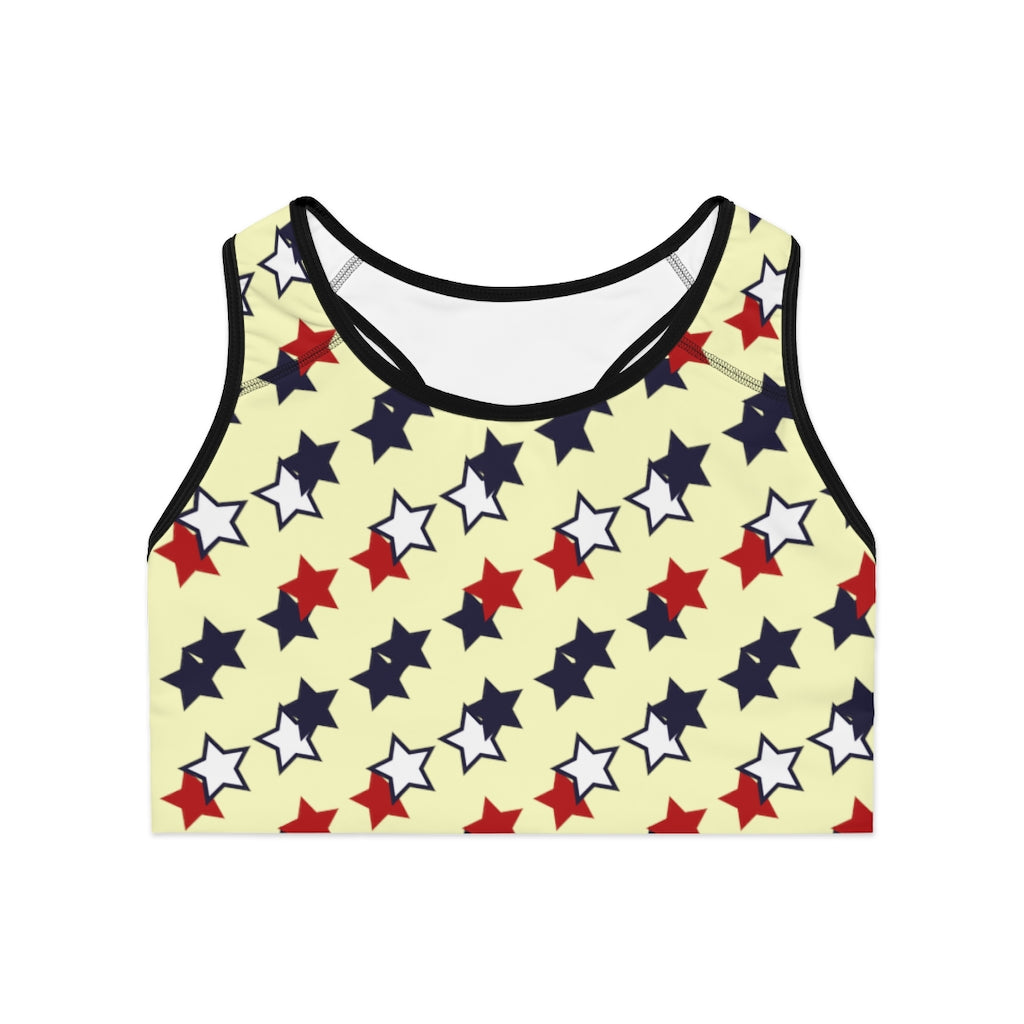 Cream Star Print (AOP) Sports Bra