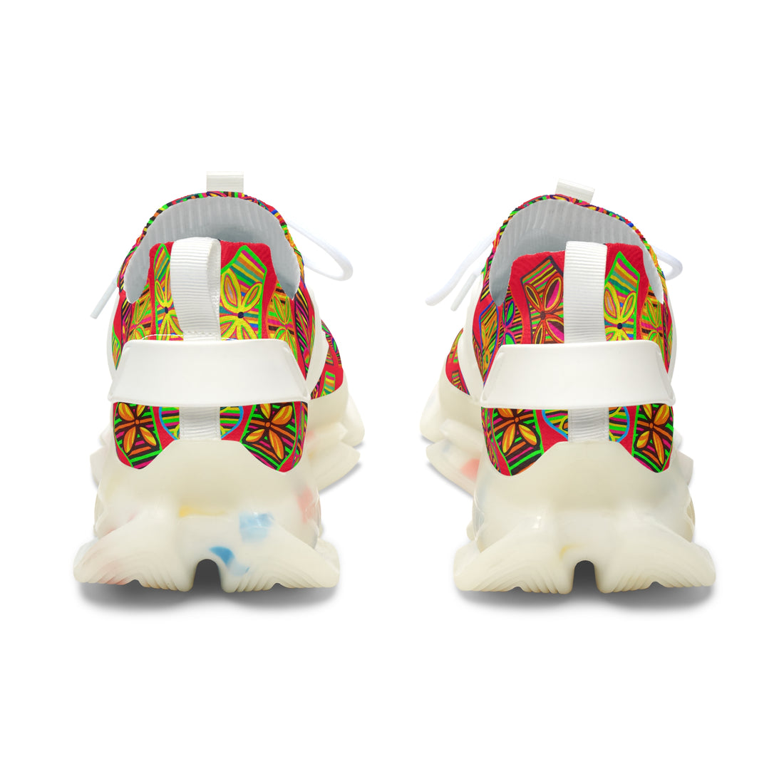 Red Deco Print OTT Women's Mesh Knit Sneakers