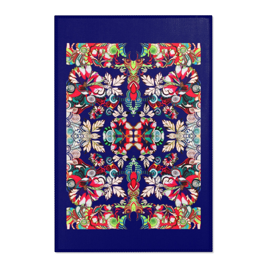 Artsy Floral Pop Royal Ink Rug