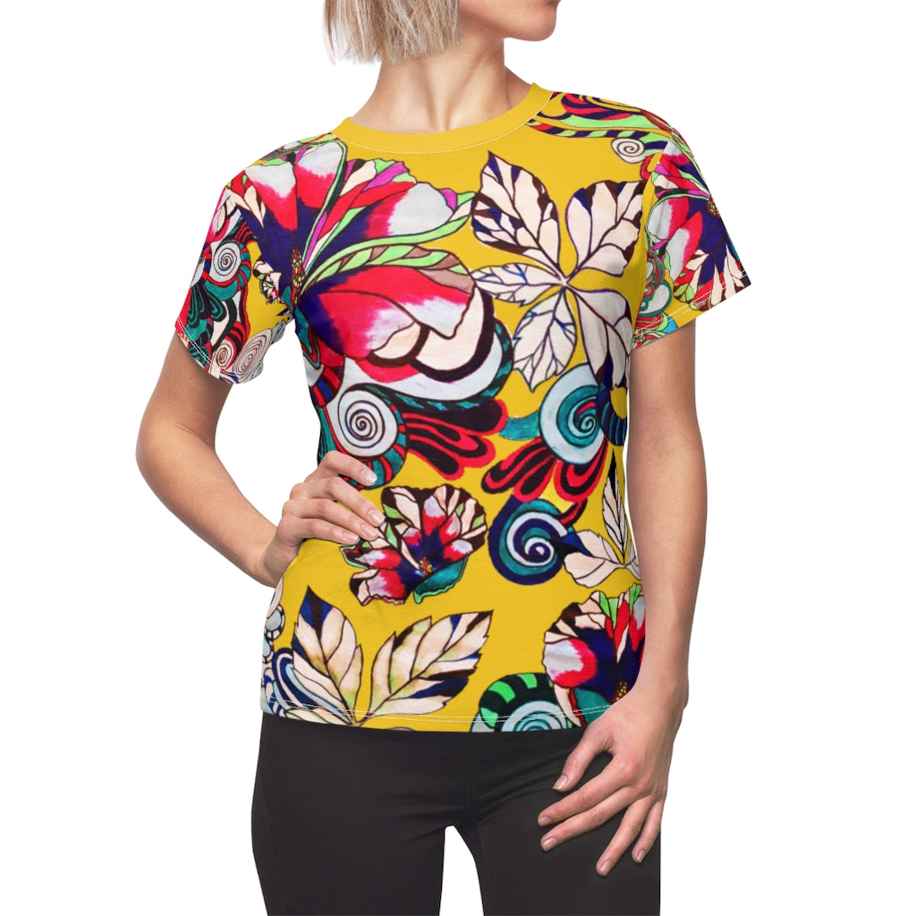 Graphic Floral AOP Yellow T-Shirt