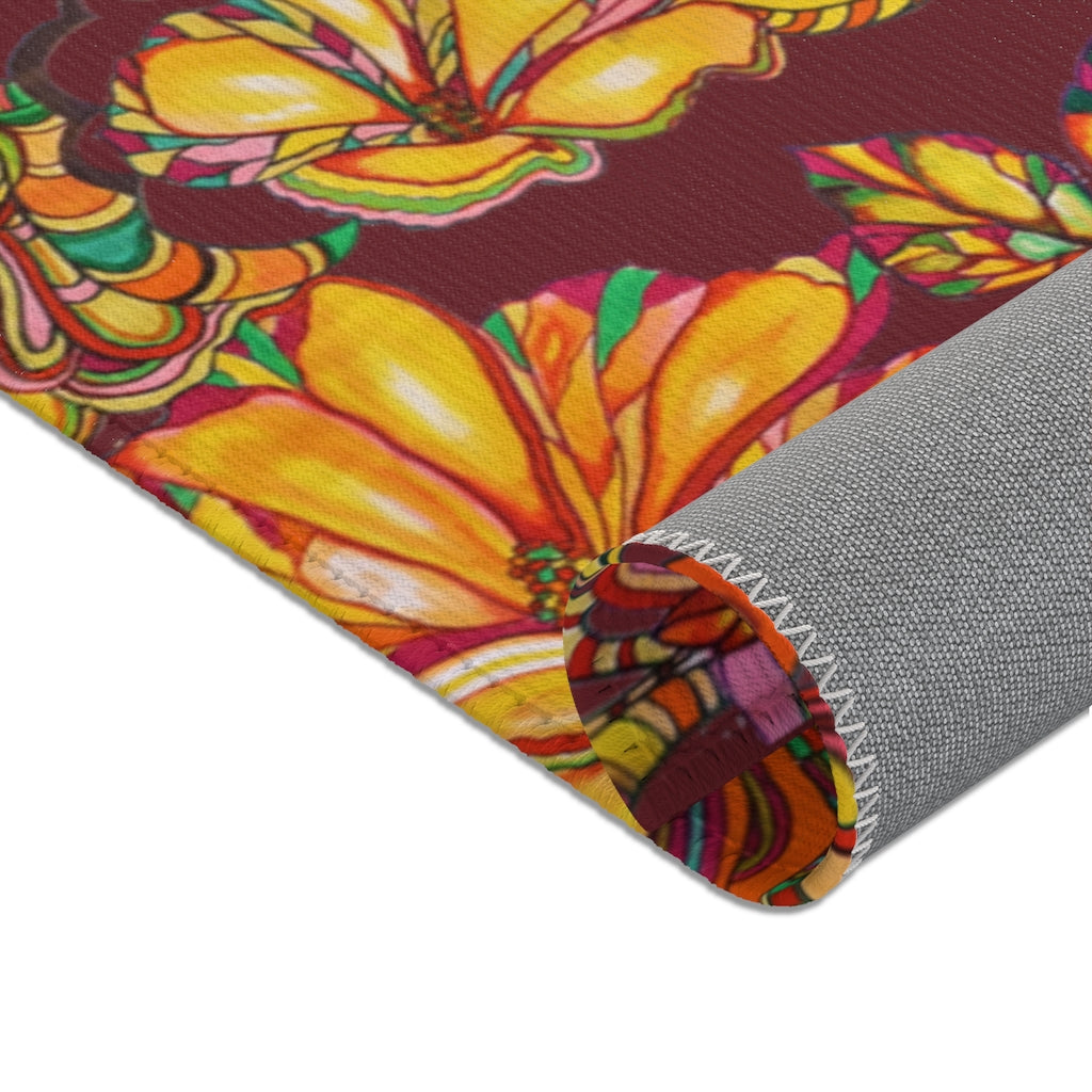 Artsy Floral Marsala Area Rug