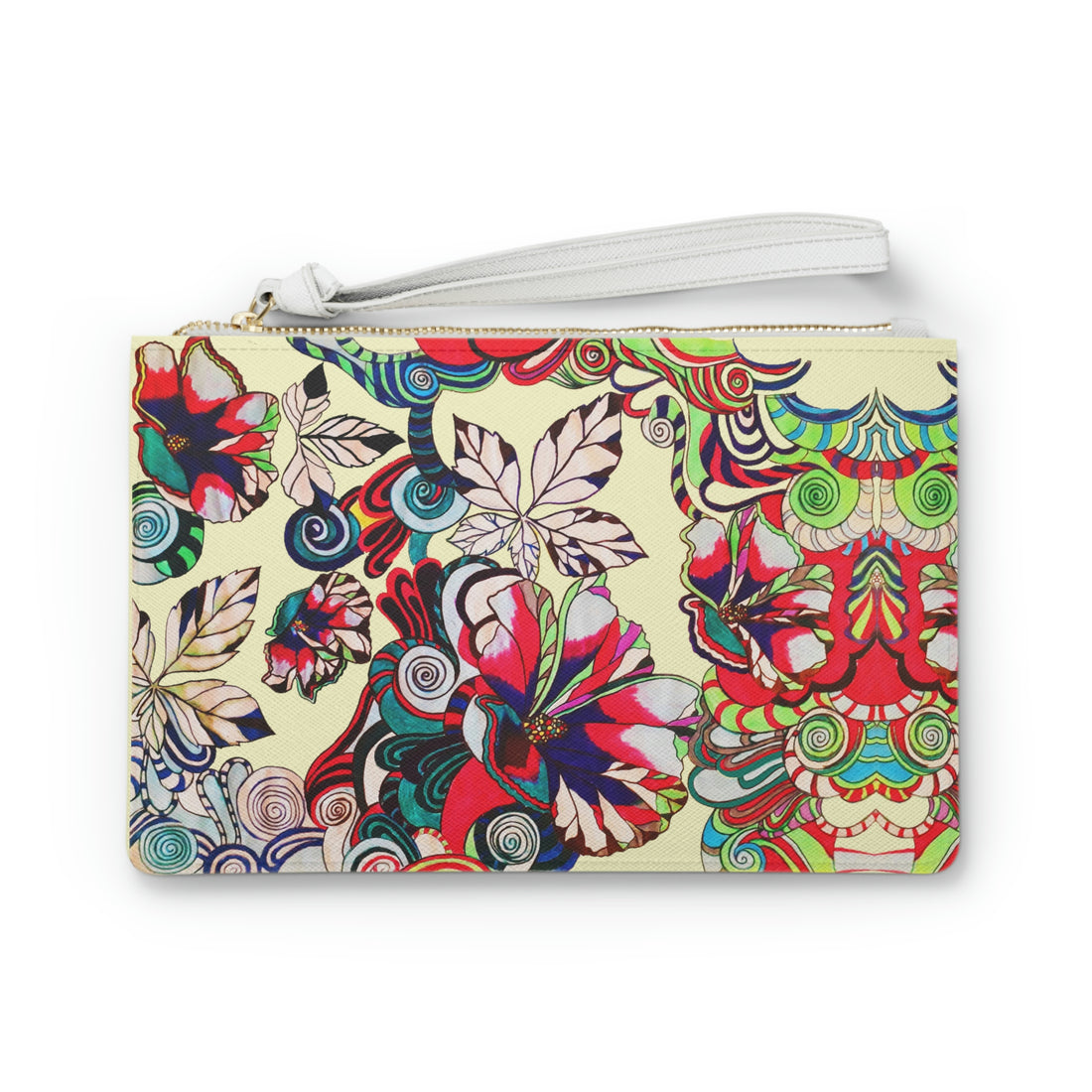 Cream Floral Pop Clutch Bag