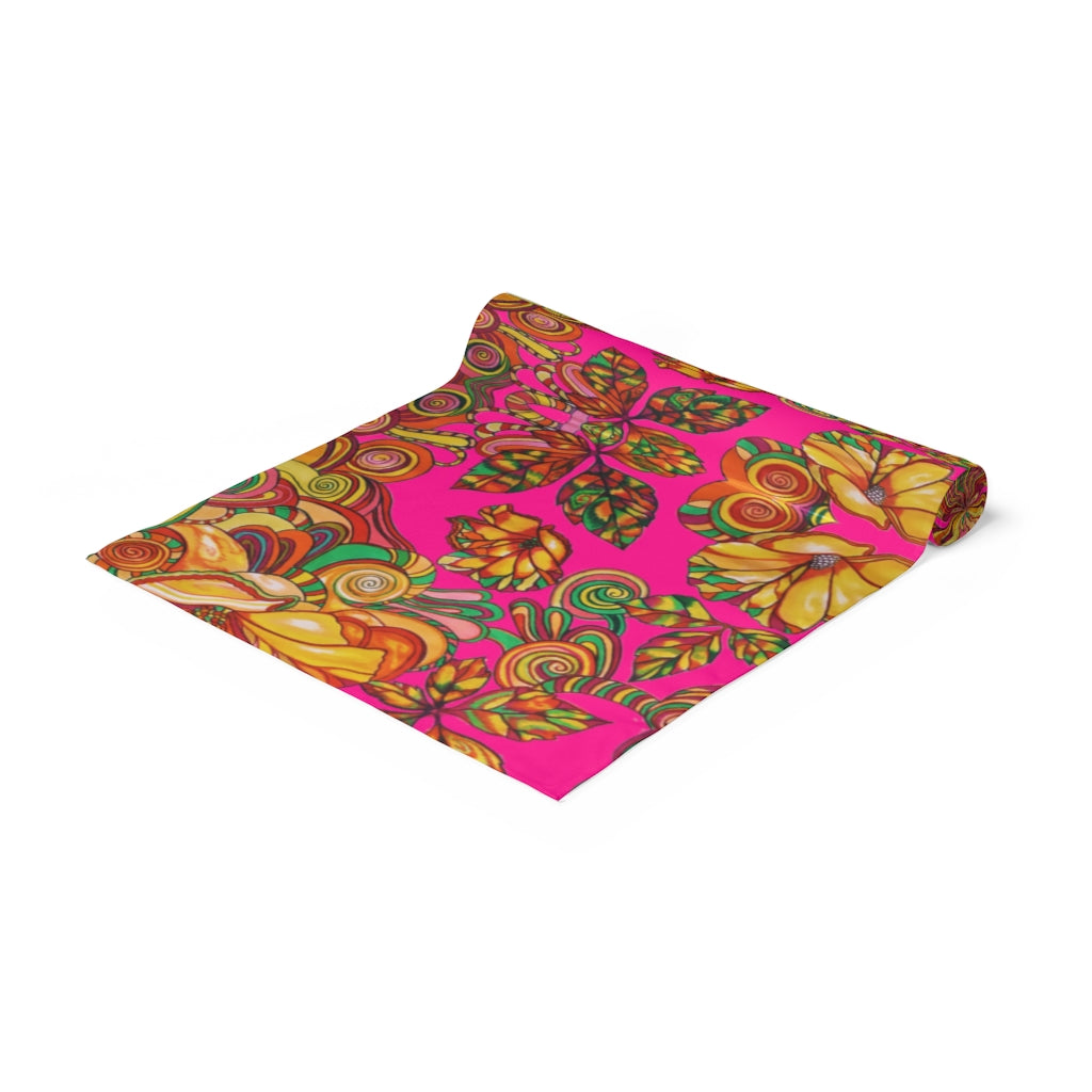 Artsy Floral Pink Table Runner