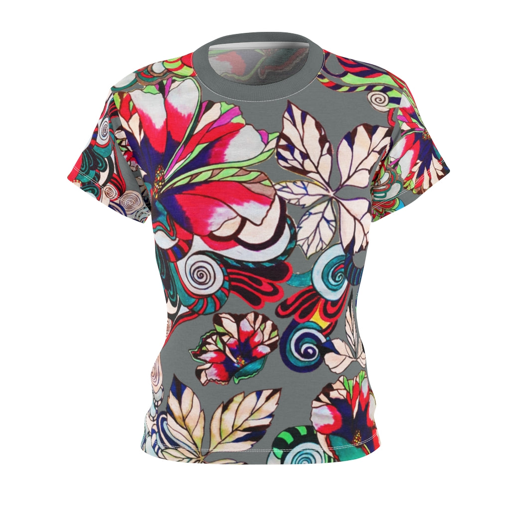 Graphic Floral AOP Grey T-Shirt