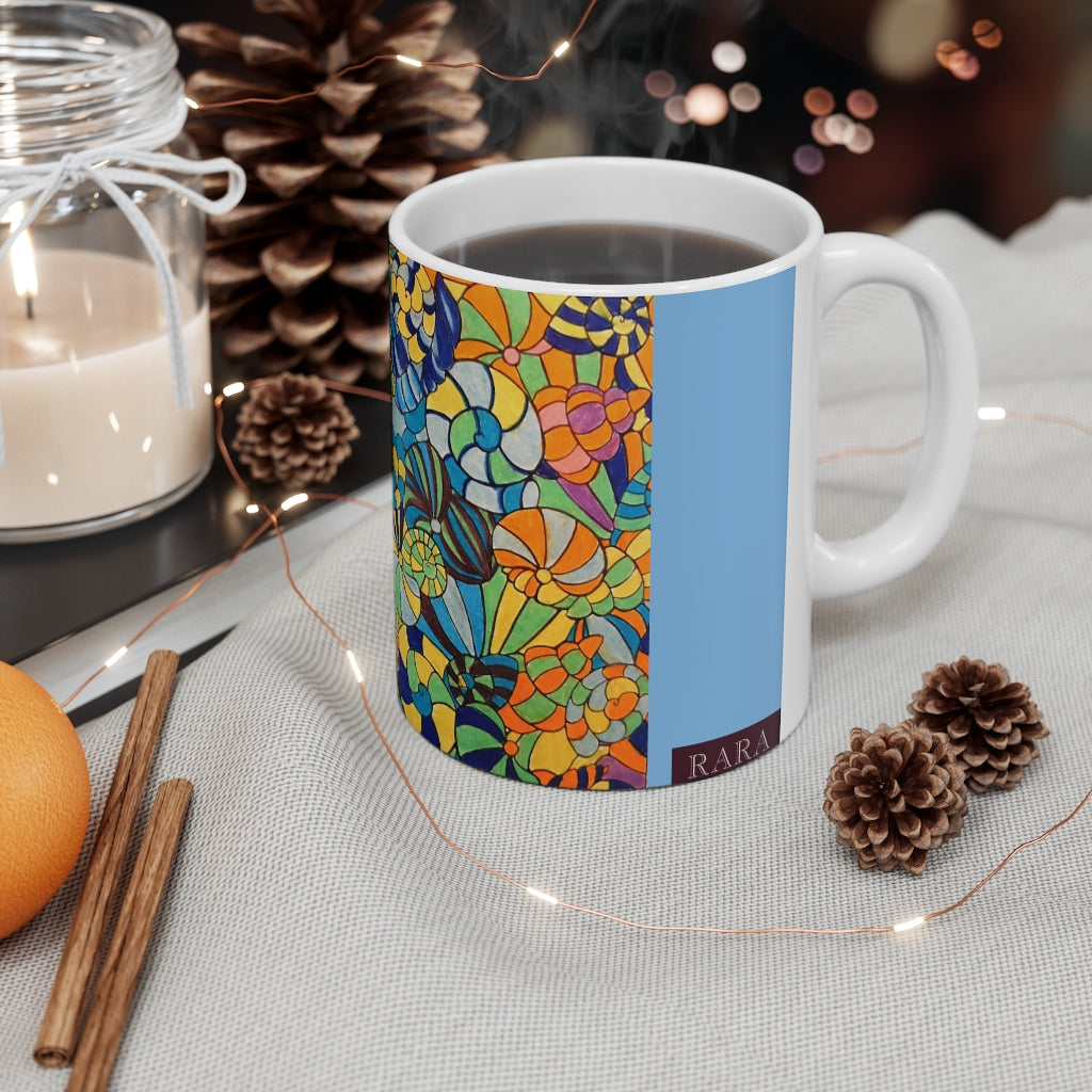 Vivid Ocean Blues Pastel Blue Ceramic Mug 11oz