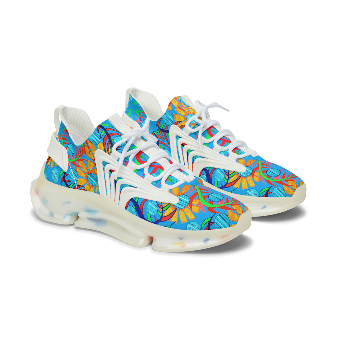 aqua women's mesh knit sunflower printed sneakers