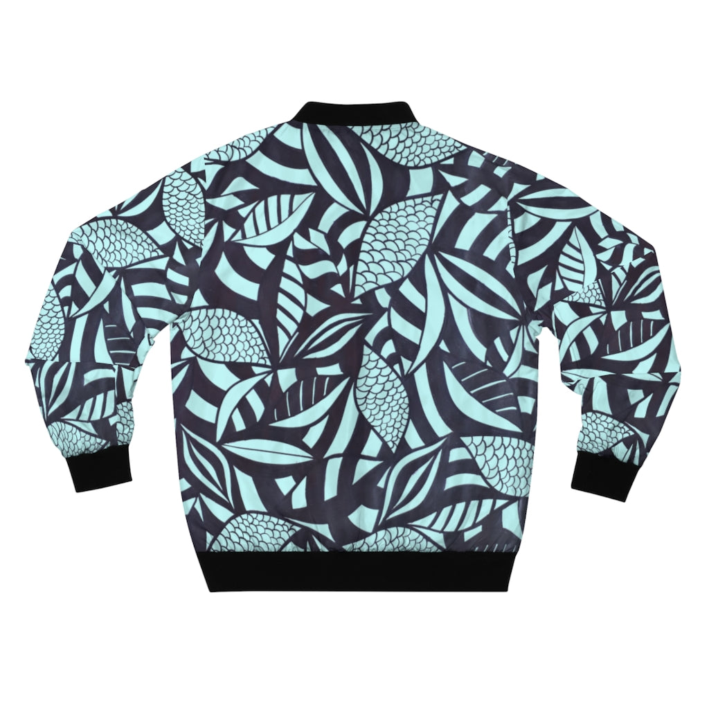 Icy Blue Men's Tropical Minimalist Bomber Jacket